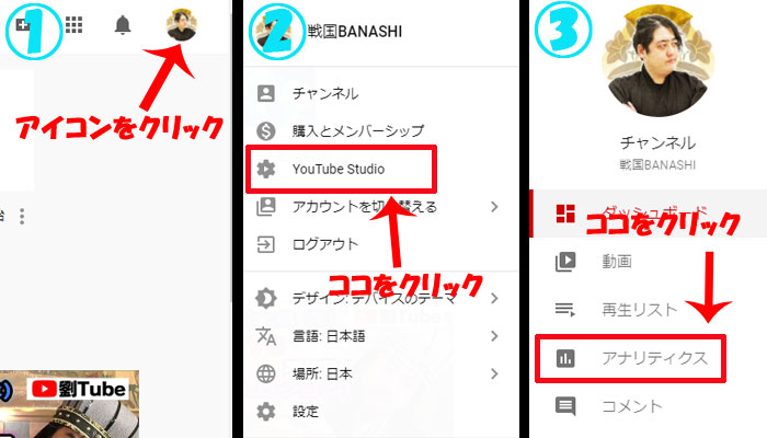 Youtube アナリティクス 見つけ方