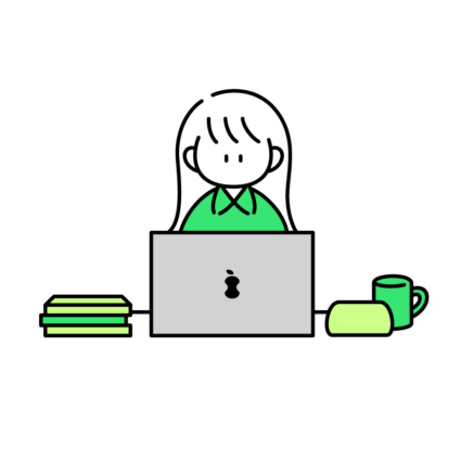 ノートパソコンで作業をする女性