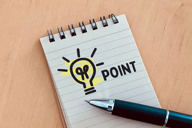 メモ帳にPOINTと書いている画像