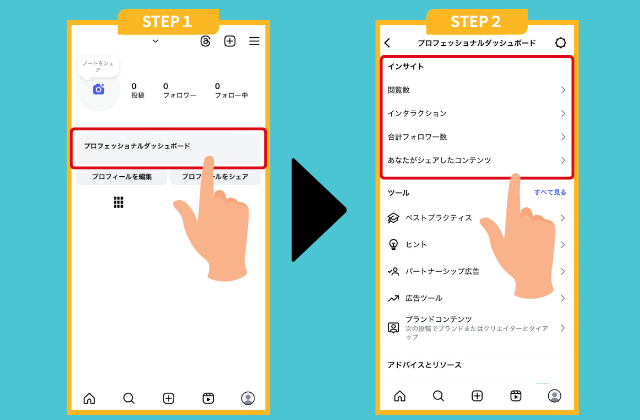Instagramアカウント概要インサイト確認方法１