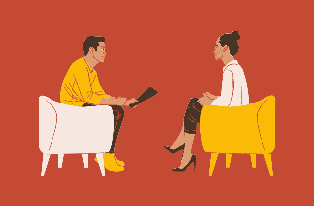 ビジネスの相談をする男女のイラスト