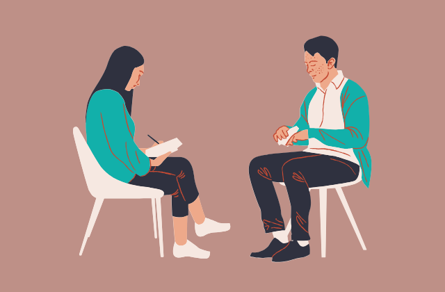 ビジネスについて話し合う二人の男女