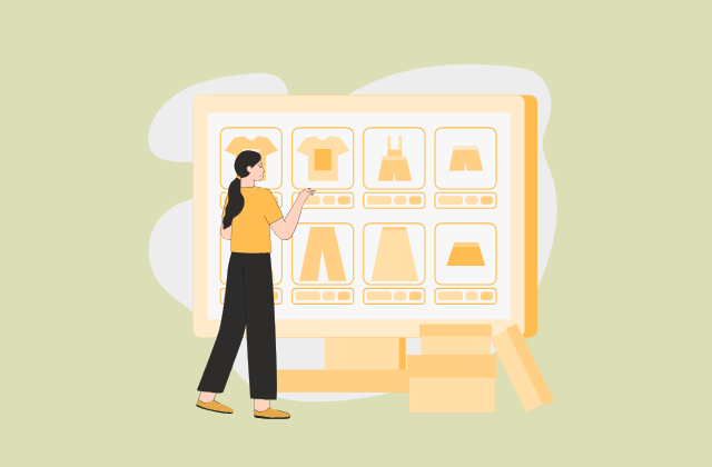 ECサイトのデザインを考えるイメージイラスト