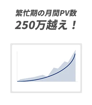 繁忙期の月間PV数P250万越え！